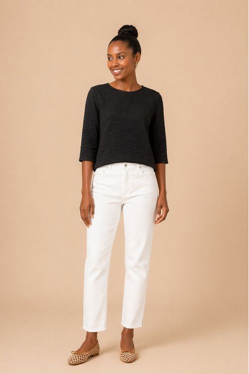 Blusa decote canoa com punho PRETO